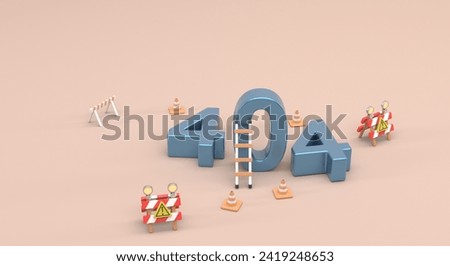 error 404, critical failure, website server error, communication failure (3d illustration)