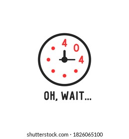 error 404 on watch isolated on white. concept of website or webpage loaded for use and page does not respond to requests or unresponsive at all. minimal flat trend modern logo graphic simple design