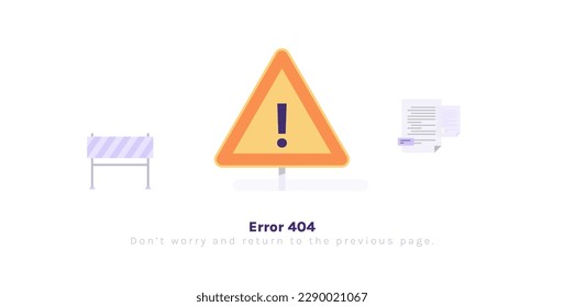 Error 404 page not found and system error, broken page, disconnet page for website concept flat illustration.	

