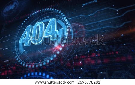 Error 404 page not found oops problem symbol digital concept. Network, cyber technology and computer background abstract 3d illustration.