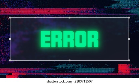 Error Message With Browser Interface. Website Window Mockup, Internet Screen Frame, Browser Tab On Glitch Noise Static Television. 