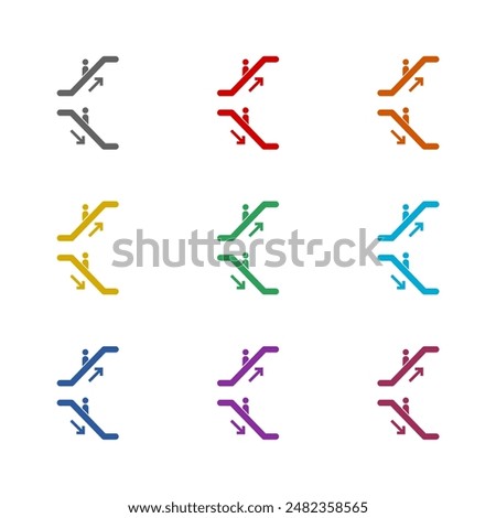 Escalator elevator icon isolated on white background. Set icons colorful