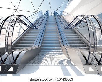  Escalator In Futuristic Building