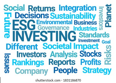 ESG Investing Word Cloud On White Background