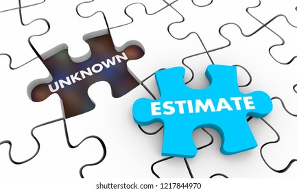 Estimate Vs Unknown Amount Puzzle 3d Illustration