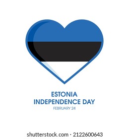 Estonia Independence Day illustration. Flag of Estonia in heart shape icon isolated on a white background. National holiday in Estonia, February 24. Important day