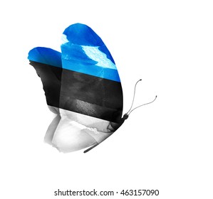 Estonia watercolor flag butterfly, isolated on white - Powered by Shutterstock