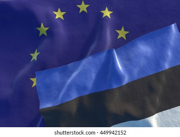 Estonian and EU Flag. 3D render
