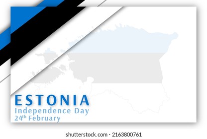 Estonian Independence Day Celebration illustration, with Estonian flag pattern and Estonia Map.