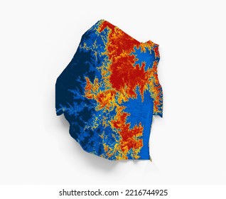 Eswatini map with the flag Colors Red and yellow Shaded relief map 3d illustration  - Powered by Shutterstock