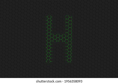 Eta sign. Eta letter, Greek alphabet Symbol, green hexagon