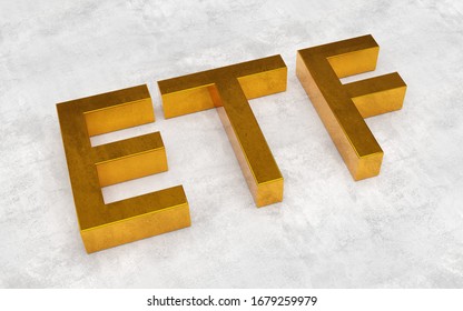 ETF - Exchange Traded Funds - Acronym In Golden Letters On Concrete Background - 3D Illustration