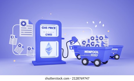 ETH fill transection gas concept . 3Dillustration