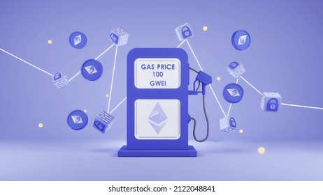ETH Gas transection block concept 3D illustration