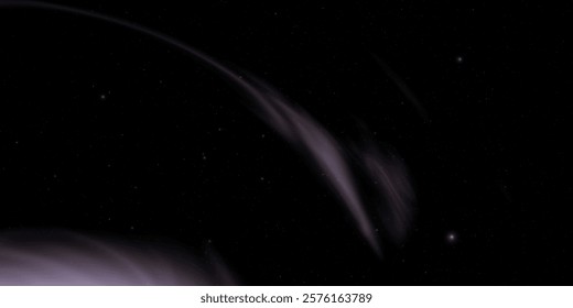 Ethereal cosmic waves in deep space with twinkling stars.