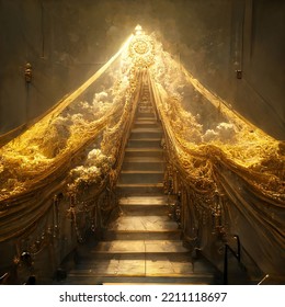 Ethereal Golden Stairway To Heaven 