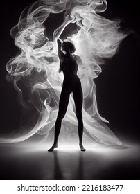 Ethereal Woman Dances In Wispy Smoke