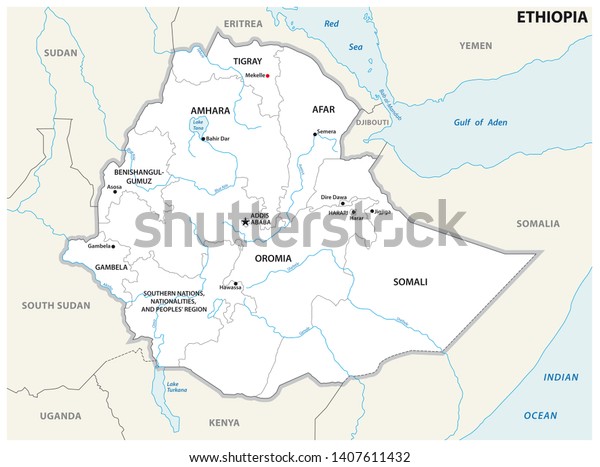 Ethiopia Administrative Political Map Stock Illustration 1407611432 ...