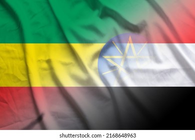 Ethiopia And Sudan National Flag International Negotiation SDN ETH Banner Country Sudan Ethiopia Patriotism. 3d Image