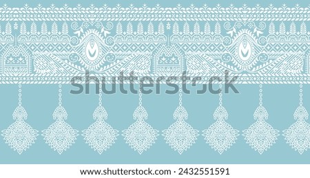 Ethnic border design composition Indian shawl saree carpet Mughal Turkish traditional floral lace geometric kaftan tribal batik embroidery mix motif border repeat design layout ストックフォト © 