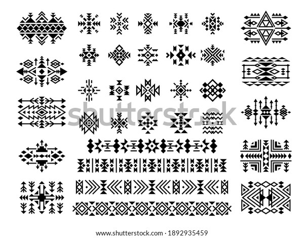 Ethnic elements.\
African native aztec art tattoo dividers tribal triangle decoration\
shapes pictures\
collection