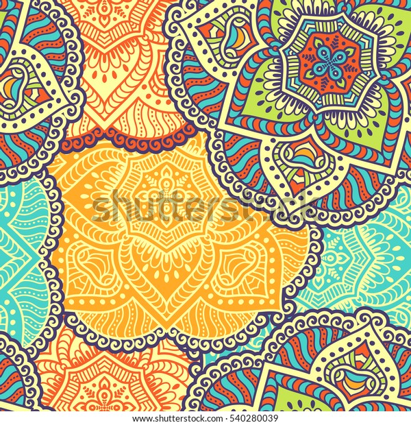 Ethnic Floral Seamless Pattern Abstract Ornamental Stock Illustration 540280039