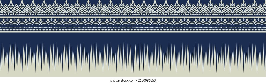 ethnic geometric shapes border baroque and Mughal art Seamless pattern with paisley ornament, repeat floral texture, vintage background hand drawing baroque.  fabric printing.