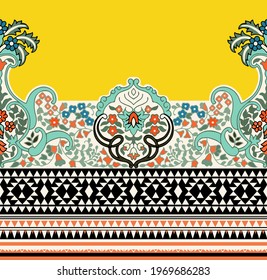 ethnic motifs in border shape style with dark background