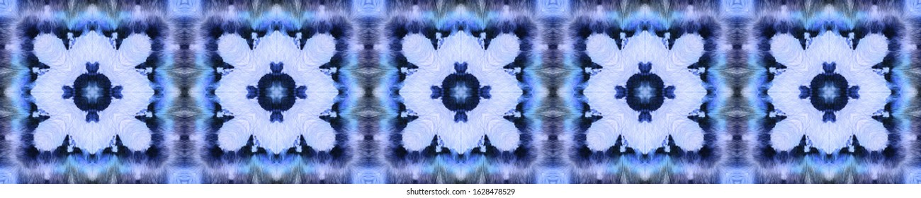 Ethnic Pattern. Abstract Batik Motif. Indigo Seamless Texture. Repeat Tie Dye Rapport. Ikat Japanese Motif. Ethnic CraftHand Made Pattern.