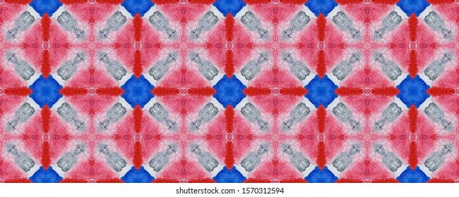 Ethnic Pattern. Repeat Tie Dye Illustration. Ikat Russia Motif. Magenta Texture. Abstract Shibori Motif. Ethnic CraftHand Made Pattern.