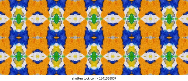 Ethnic Pattern. Repeat Tie Dye Rapport. Ikat Russia Print. Abstract Shibori Motif. Ultraviolet Texture. Ethnic CraftHand Made Pattern.