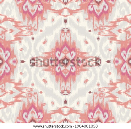 Ethnic pink ikat chevron seamless pattern background Traditional pattern on the fabric in Indonesia and other Asian countries
