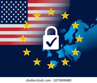 EU and american flag - Data Protection