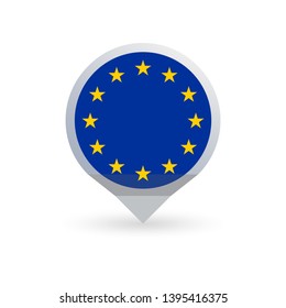 EU Flag Icon Marker Or Map Pointer. European Union Flag Map Pin.