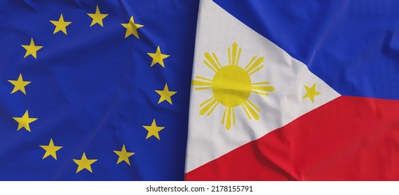 Eu Philippines Flags Linen Flags Closeup Stock Illustration 2178155791 ...