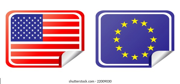 Eu And Usa Label Flag