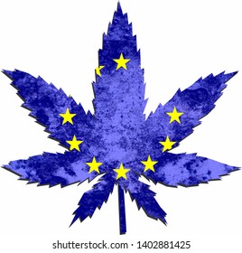 EU Weed Leaf In Flag Colors 