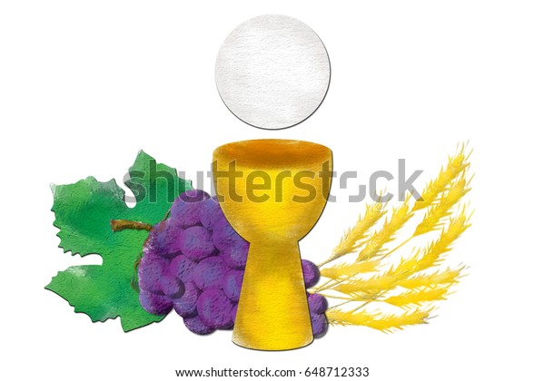 Eucharist Symbols Chalice Host Bread Wine Stock Illustration 648712333 ...