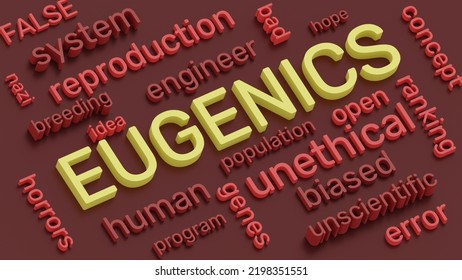 Eugenics Idea Concept 3d Illustration. Word Cloud Of Eugenics Terms