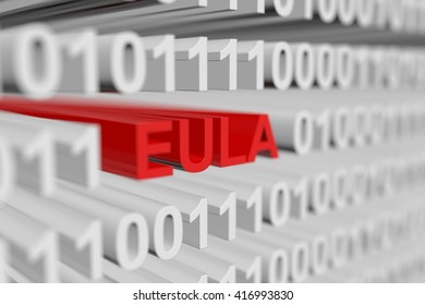 EULA as a binary code with blurred background 3D illustration