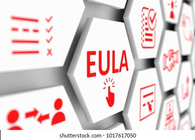 EULA concept cell blurred background 3d illustration