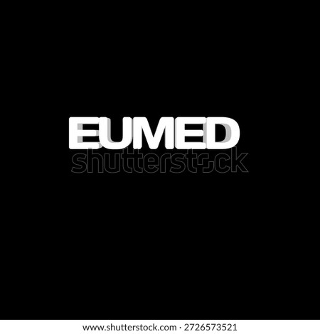 EUMED in black colour background 3d logo design for business branding 