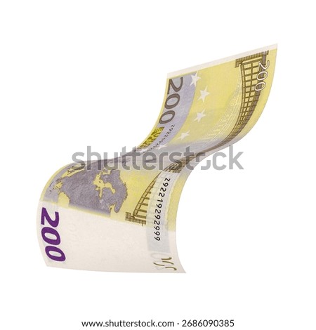 Euro 200 Falling Monetary Value, High quality currency banknote for finance, education, 3D modeling, stock. References and global monetary identity and value.