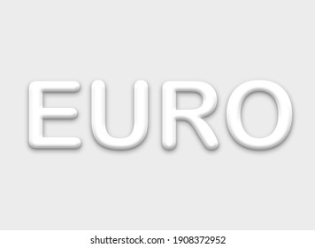 EURO 3D Text Design Illustration. Business Text Banner Stationary Poster. Typographical Background. Four Letter Word Banner. Social Media Post