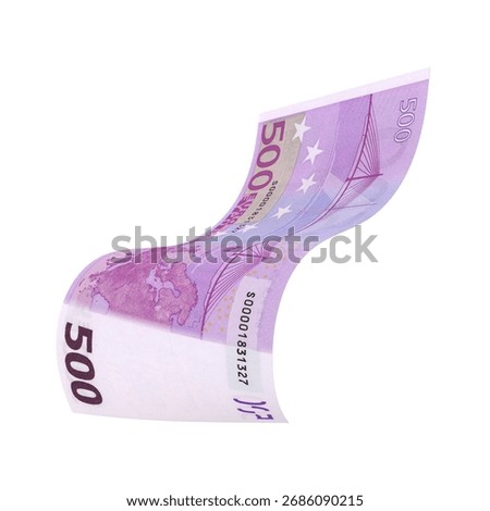 Euro 500 Falling Monetary Value, High quality currency banknote for finance, education, 3D modeling, stock. References and global monetary identity and value.