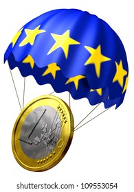 Euro Bail Out, Euro Coin And Bail Out With Europe Flag