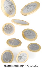 Euro Coins Falling To The Ground