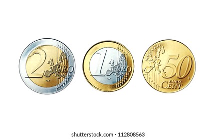 Euro Coins Isolated On White Background