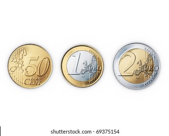 Euro Coins Isolated On White Background