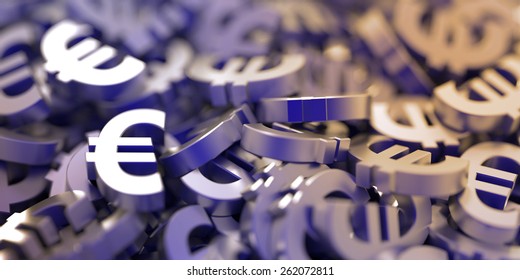 Euro Currency Conceptual Background, 3d Realistic Render.